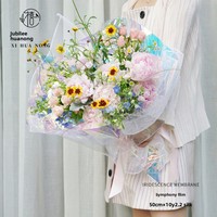 Kertas Pembungkus Plastik Tahan Air Jubilee Flower Nong Rainias Magic Film Gradient Tebal Custom 50cm X 9m Cetak Tinta Seni