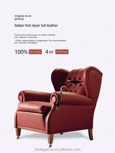 Sillón Individual de Cuero Genuino de Primera Capa, Estilo Americano de Lujo, Diseño Godfather - Product Image 5