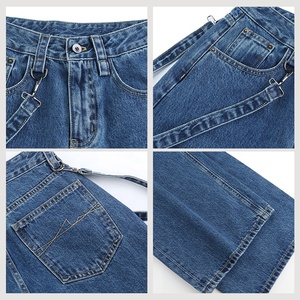 Yuanbofei Jeans Casuales de Tiro <span class=keywords><strong>Alto</strong></span> para Mujer <span class=keywords><strong>con</strong></span> Cierre de <span class=keywords><strong>Botones</strong></span>, Pantalones de Mezclilla Elásticos de Pierna Recta <span class=keywords><strong>con</strong></span> Tiras Decorativas - Product Image 4