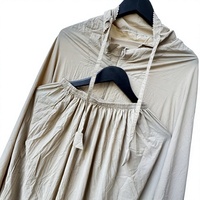 Ensemble de prière de voyage mini kaki haut de gamme en tissu parachute imperméable, robe mukena musulmane avec pochette compacte, prix de gros