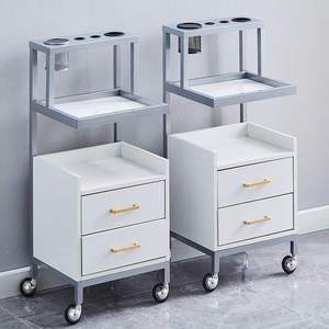 Modern Salon <b>Trolley</b> Rolling Storage Cart <b>White</b> Metal Organizer with Drawers for Beauty Studio Hair Salon - Product Image 3
