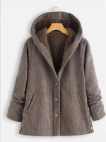 Nouvelle Veste Décontractée Hiver 2026 pour Femme Grande Taille, en Velours Côtelé à Manches Longues avec Capuche, en Tissu Tricoté Coton, Boutonnée, Style Streetwear