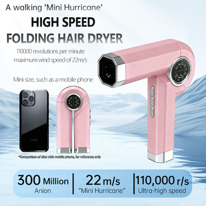 Sèche-cheveux portable pliable à moteur AC haute vitesse 1400W, faible bruit, ions négatifs, air chaud/froid, affichage LED, haute vitesse AC, pour usage hôtelier - Product Image 3