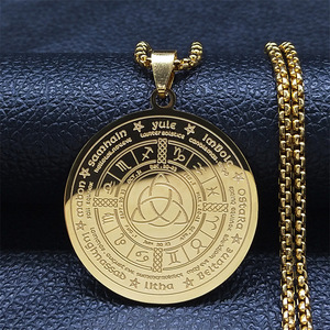 Collier en acier inoxydable plaqué or 18 carats avec nœud de sorcière géométrique sacrée Collier Offre Spéciale nœud celtique Bijoux de yoga chanceux - Product Image 3