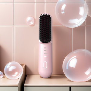 Mini peigne lisseur sans fil portable, brosse lissante rechargeable par USB, peigne de coiffage deux-en-un pour boucler et lisser - Product Image 1