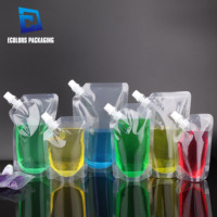 Prix usine en gros économique Sachet Doypack en plastique transparent autoportant avec bec verseur pour emballage de vin et de jus 100ml 250ml 350ml