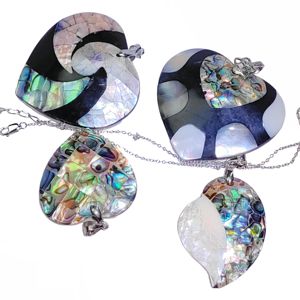 Saint Valentin Limitée Vert Naturel Bijoux Chaîne Charmes Amour Coeur Pendentif Ormeau Shell Collier Élégante Dame En Réunion - Product Image 1