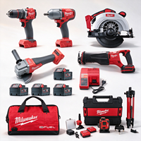 Kit d'outils électriques tout-en-un Milwaukee 18v FUEL, perceuse, meuleuse, scie, clé à chocs pour travaux de construction et de décoration
