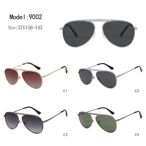Gafas de Sol de Piloto Unisex, Montura Metálica Rectangular de Aro Completo, Lentes Gris Oscuro, Protección UV400, Uso en Exteriores, Modelo Chino 9002 - Product Image 3