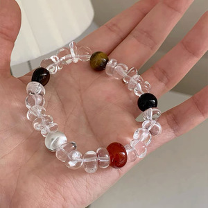<b>Crystal</b> Bracelet With White <b>Crystal</b> Black Red Agate Tiger Eye Cat's Eye Beads Unisex Everyday Wear Jewelry - Product Image 4