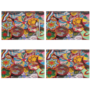 Manteles Individuales con Logotipo Tejido de Flores Coloridas Etíopes Impresos en 3D Personalizados, Manteles de Algodón y Lino Ecológicos para el Hogar, <span class=keywords><strong>Restaurante</strong></span> y Cocina - Product Image 2