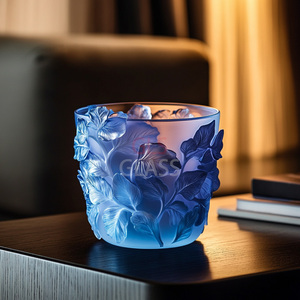 Jarrón de hojas de cristal tallado a mano para decoración del hogar - Product Image 6