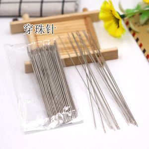 เข็มร้อยลูกปัดสแตนเลสแบบยาวบางสำหรับทำเครื่องประดับ DIY เครื่องมืองานฝีมือประมาณ 30 ชิ้นต่อแพ็ค - Product Image 1