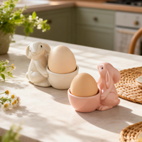 Keramik-Hasen-Eierbecher, Oster-Hasen-Eierhalter, Handgefertigter Keramik-Eierständer für Frühstückstisch-Deko & Oster-Party-Geschenk