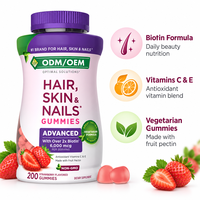 Gummies à la biotine, vitamines C et E, saveur fraise, complément alimentaire, nutrition quotidienne pour adultes, OEM, ODM, marque privée, fournisseur en gros