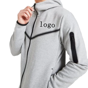 Conjunto Deportivo Informal de Dos Piezas con Capucha de Punto Satinado Rojo para Hombre, de Secado Rápido, Adecuado para Otoño, con Logotipo Personalizado, Ropa Deportiva para Correr - Product Image 3