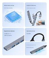 Hub USB 4 en 1 Adaptateur multiport Hi-Speed USB 3.0 Ports USB 2.0 Largement compatible avec les ordinateurs portables PC Android TV Box Support OEM Logo