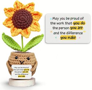 Muñeco de girasol de ganchillo hecho a mano, regalo de agradecimiento positivo para profesores, jefas, madres, cumpleaños, Día de la Madre, tarjeta de agradecimiento - Product Image 2