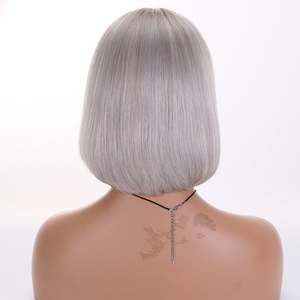 Perruque Lace Front Wig naturelle brésilienne gris cendré, cheveux naturels, avec racines foncées, densité 150% - Product Image 3