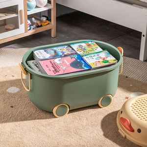 Modern Customized Cartoon Plastic Kids <b>Bin</b> Eco-Friendly <b>Rectangle</b> Toy Organizers and Storage With Wheels for Home - Product Image 3