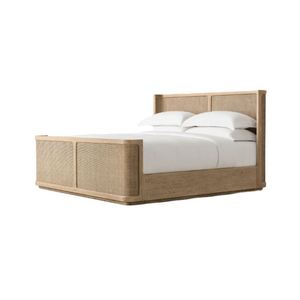 Cama Moderna de Madera Maciza de Roble y Ratán, Duradera, Tamaño King - Product Image 3