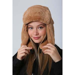 หมวกขนสัตว์สีน้ำตาลอ่อนแบบ Trapper พร้อมที่ปิดหูแบบมีหัวเข็มขัด รุ่น Cold Weather Beanie1127 - สีคาเมล - Product Image 3