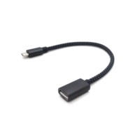Kabel Adaptor OTG USB2.0 Tipe-C Jantan ke USB Betina Berlapis Foil Hitam dari Pabrik OEM untuk Transfer Data Ponsel, Tablet, Laptop