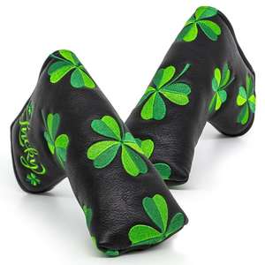 Custom Golf Headcovers Black Leather Lucky Clover Golf Head <b>Covers</b> for Driver Fairway Hybrid Blade <b>Putter</b> <b>Cover</b> Mallet <b>Putter</b> - Product Image 5