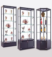 Vitrine de présentation de trophées faite à la main avec vitrine en verre transparent personnalisée, vision complète, verrouillable, en verre trempé