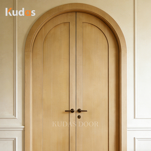 Puertas Interiores de Madera Maciza de Roble Blanco, Estilo Francés Moderno, Arqueadas, Dobles, Abatibles, para Dormitorios - Product Image 3