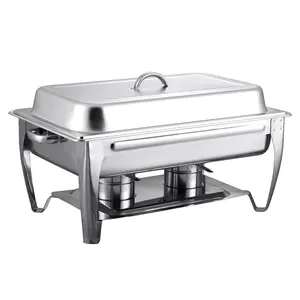 Nieuw design mode lage prijs SS 9L rechthoekige inductie economische chafing dish/chafer schotel buffet