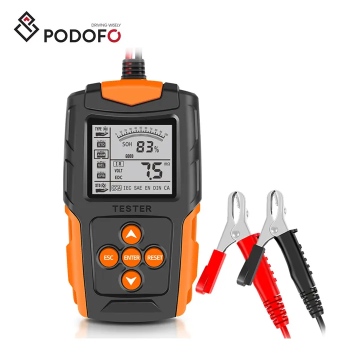 Podofo Nieuwe Hot Verkoop Auto Batterij Tester 12V 24V Dc Oplader Analyzer Capaciteit Load Tester Cranking Systeem Test