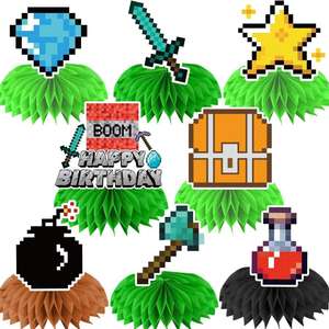 Venta caliente para <span class=keywords><strong>Minecraft</strong></span> tema adornos de fiesta de cumpleaños Pixel War Honeycomb Edge para decoración de mesa para nuevo para <span class=keywords><strong>Minecraft</strong></span> - Product Image 6