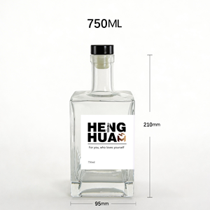 Botellas de Licor de Vidrio Cuadradas de Alta Calidad de 8oz, Mini Botellas Vacías con Base Pesada para Vino, Whisky, <span class=keywords><strong>Vodka</strong></span> con Tapón de Corcho en Forma de T - Product Image 4