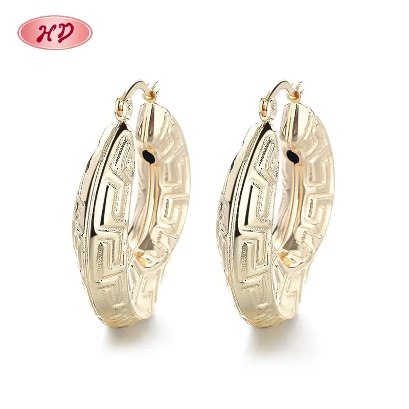 Hengdian jewelry gold plated 18k Earrings Women Exquisite Zircon Pattern Earrings Wholesale Fashion Women'S Jewelry