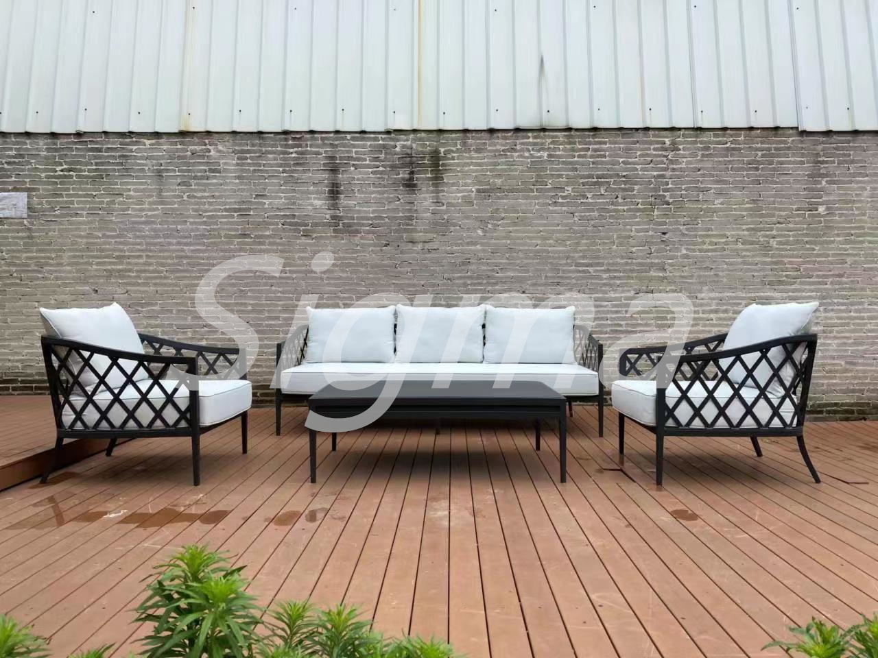 Factory garden set aluminum furniture all weather waterproof metal outdoor sofa