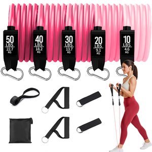 Ensemble de 11 cordes de tension en latex avec 100 livres de tension avec 150 livres d'entraînement de fitness en corde élastique - Product Image 1
