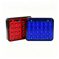 Feu de signalisation LED stroboscopique 24W, carré, rouge et bleu, lampe de balise d'urgence, boîtier ABS, lumière de sécurité clignotante pour chariot élévateur, VTT, moto