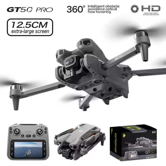 GT50 Professional Foldable RC Drone, 4K HD Dual Camera Quadcopter with Brushless Motor Optical Flow Positioning