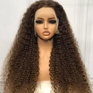 Chestnut Brown Color #4 Curly 13x4 Lace Front Wig 100% Human Hair HD Lace Frontal Wig 4x4 Lace Closure Human Hair Wig
