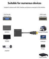 Câble HD-MI vers VGA d'usine, adaptateur audio vidéo, convertisseur HDTV, cordon Plug&Play pour console de jeu PS4, ordinateur, téléviseur, moniteur, projecteur
