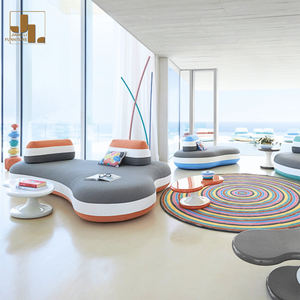 Estilo de diseñador Villa Sala de estar Juego de sofás de forma irregular Hotel Lujo 1 + 2 + 3 Muebles de sofá de color caramelo - Product Image 3