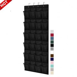Best Selling Foldable 24 Mesh Pockets Behind Door Hanger Organizer Black Fabric <b>Storage</b> Bags for <b>Shoes</b> - Product Image 1