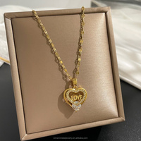 Chaîne en acier inoxydable pour femmes avec pendentifs en pierres précieuses Colliers Trendy Summer Waterproof Accessories on Neck Fashion Jewelry Gifts