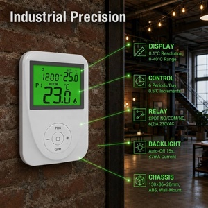 Termostato Digital Programable OEM SPDT para Calefacción y Refrigeración, Precisión <span class=keywords><strong>de</strong></span> 0.1°C, Pantalla LCD, 6 Periodos, Temporizador <span class=keywords><strong>de</strong></span> 7 Días para Sistema <span class=keywords><strong>de</strong></span> Caldera - Product Image 3