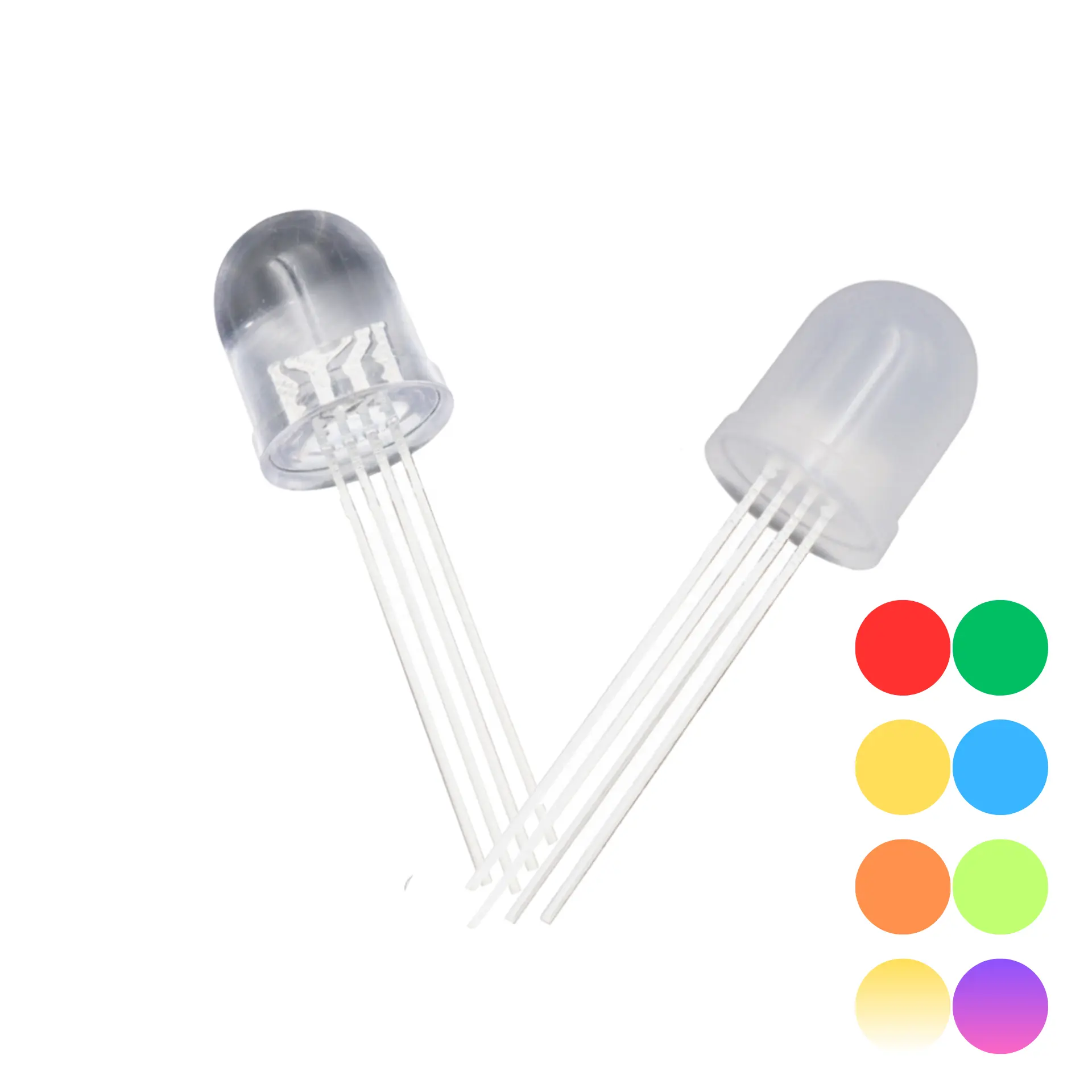 JOMHYM Diffusé Transparent 4 broches 10mm 8mm Tricolore RYB RGB DIP LED avec Anode/Cathode Commune