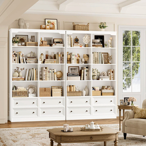 Libreria Alta, Scaffali Doppi Larghi con Spazio di Archiviazione, Grande Libreria Aperta Verticale per Casa e Ufficio - Product Image 6
