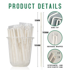 Paille en papier en forme <span class=keywords><strong>de</strong></span> U pour boîte à <span class=keywords><strong>jus</strong></span> <span class=keywords><strong>de</strong></span> lait jetable pliée compostable portable écologique personnalisée - Product Image 2
