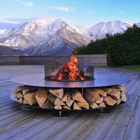 MEISU.CH Brasero de jardin BBQ autoportant rond pour extérieur 800/1000/1200mm, foyer à bois/gaz/alkohol
