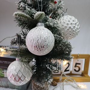 Personalizzato rotondo 8cm bianco appeso ornamenti di natale palla di vetro per la decorazione dell'albero di Natale - Product Image 6